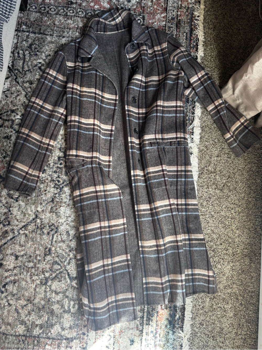 Banana Republic Reversible Wool Blend Long Coat in Brown/Plaid - Picture 7 of 7